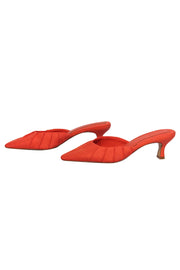 Current Boutique-Jaggar the Label - Bright Orange Pointed Toe Kitten Heel Mules Sz 7