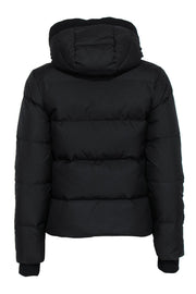 Current Boutique-James Perse - Black Hooded Zip-Up Puffer Coat w/ Ribbed Trim Sz 0