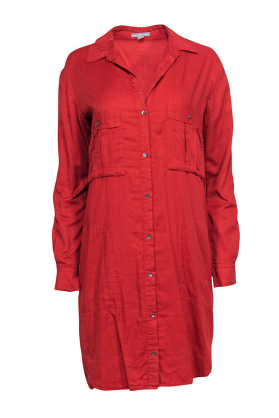 Current Boutique-James Perse - Burnt Orange Collared Shirt Dress Sz 2