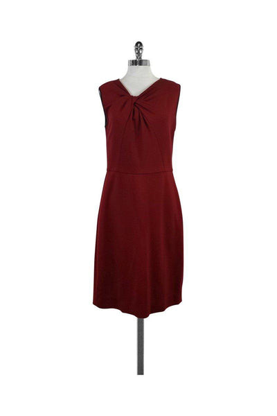Current Boutique-Jason Wu - Red Leather Trimmed Sleeveless Dress Sz 12