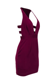 Current Boutique-Jay Godfrey - Fuchsia Crepe Mini Cocktail Dress w/ Cut Out Back & Deep-V Sz 2
