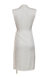 Current Boutique-Jay Godfrey - White Textured Structured Midi Dress w/ Gold Ring & Sash Sz 6