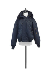 Current Boutique-Jean Paul Gaultier Jeans - Navy Jacket w/Fur Trim Sz 8