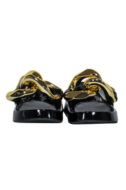 Jeffrey Campbell - Black Patent Slide Sandals w/ Chain Link – Boutique