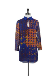 Current Boutique-Jenni Kayne - Blue Brown & Yellow Pixel Print Dress Sz XS