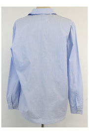 Current Boutique-Jenni Kayne - Blue & White Striped Floral Cutout Shirt Sz M