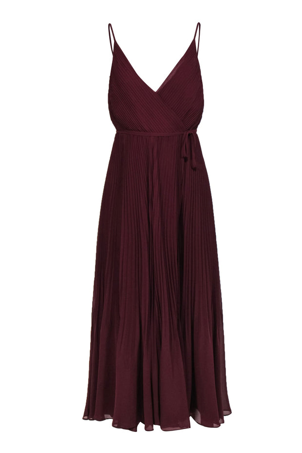 Current Boutique-Jenny Yoo - Burgundy Pleated Wrap Gown Sz 0