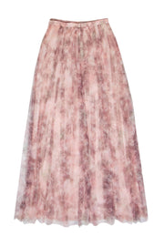 Current Boutique-Jenny Yoo - Light Pink Floral Print Tulle Maxi Skirt Sz 6