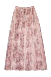 Current Boutique-Jenny Yoo - Light Pink Floral Print Tulle Maxi Skirt Sz 6
