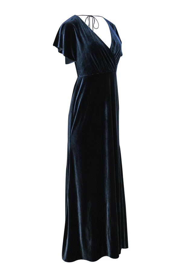 Current Boutique-Jenny Yoo - Navy Velvet Ruffle Sleeve Gown Sz 8