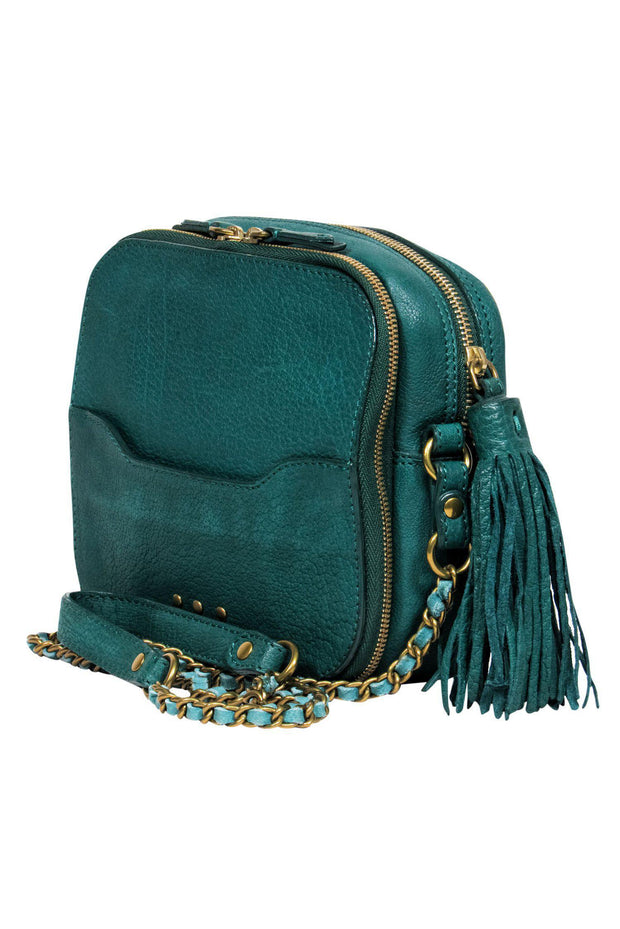 Current Boutique-Jerome Dreyfuss - Emerald Green Leather "Pascal" Mini Crossbody