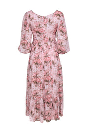 Current Boutique-Jessakae - Pink Floral Print Maxi Dress w/Ruffle Hem Sz S