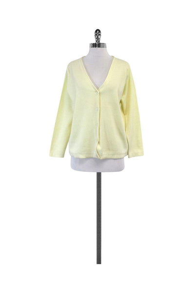 Current Boutique-Jil Sander - Cream & Neon Yellow Oversized Cardigan Sz 6