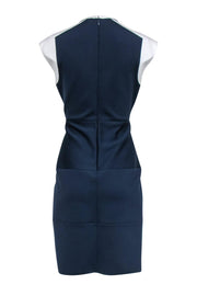 Current Boutique-Jil Sander - Navy Fit & Flare Scuba Dress w/ White Trim Sz 8