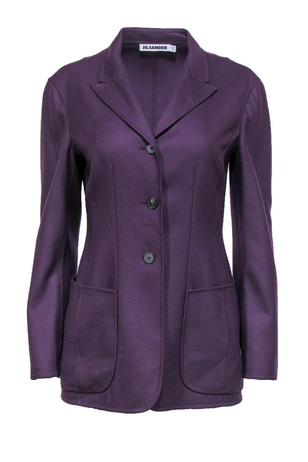 Current Boutique-Jil Sander - Plum Purple Three-Button Wool Blazer Sz S