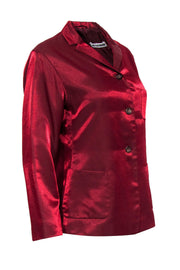 Current Boutique-Jil Sander - Red Shiny Button-Up Blazer Sz M