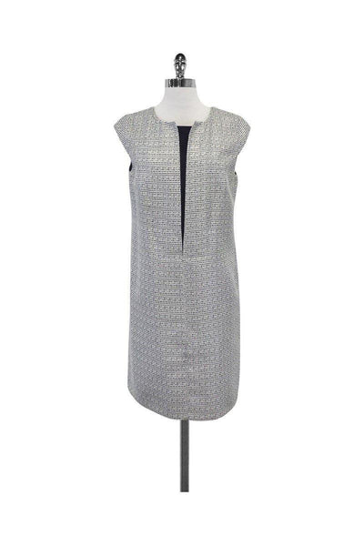 Current Boutique-Jil Sander - White & Black Tweed Cap Sleeve Shift Dress Sz 8