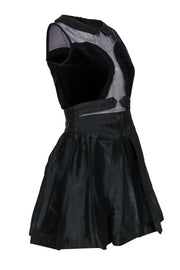 Current Boutique-Jil Stuart - Black Bubble Skirt A-Line Dress w/ Velvet & Fishnet Sz 6
