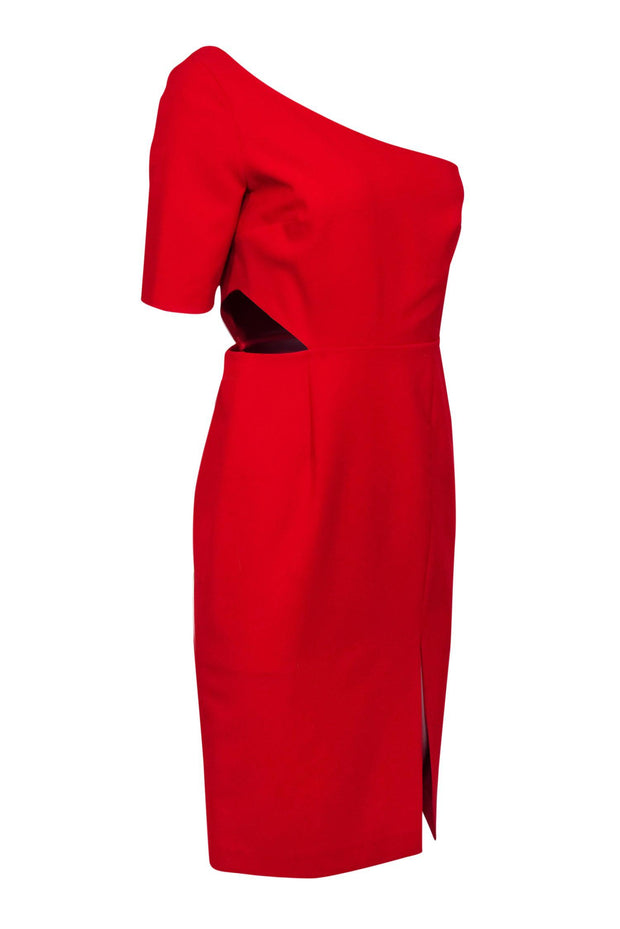 Current Boutique-Jill Jill Stuart - Red One-Shouldered Sheath Dress w/ Cutout Sz 8