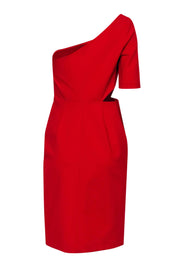 Current Boutique-Jill Jill Stuart - Red One-Shouldered Sheath Dress w/ Cutout Sz 8