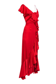 Current Boutique-Jill Jill Stuart - Red Ruffle Sleeveless Satin Gown Sz 6