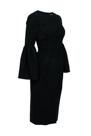 Current Boutique-Jill Stuart - Black Bell Sleeve Front Slit Sheath Dress Sz 4
