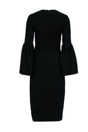 Current Boutique-Jill Stuart - Black Bell Sleeve Front Slit Sheath Dress Sz 4