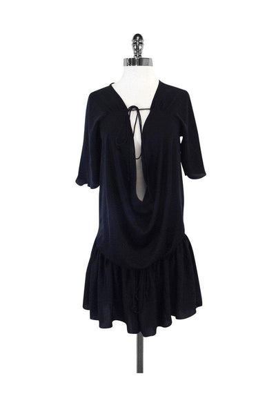 Current Boutique-Jill Stuart - Black Deep Cowl Neck Dress Sz 6