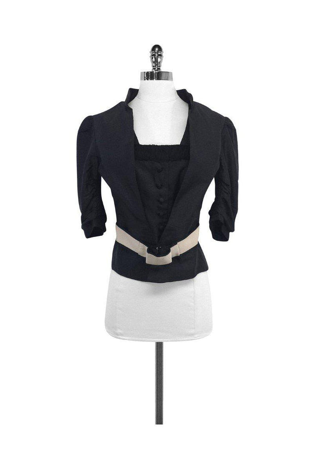 Current Boutique-Jill Stuart - Black Layered Silk Jacket Sz M