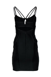 Current Boutique-Jill Stuart - Black Ribbed Strappy Bodycon Dress Sz 4