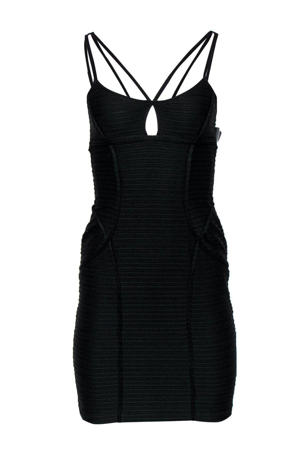 Current Boutique-Jill Stuart - Black Ribbed Strappy Bodycon Dress Sz 4
