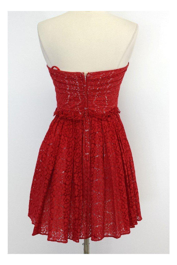 Current Boutique-Jill Stuart - Red Lace Cotton Blend Strapless Dress Sz 4
