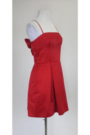 Current Boutique-Jill Stuart - Red Satin Strapless Dress w/ Bow Detail Sz 6