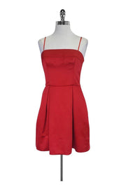 Current Boutique-Jill Stuart - Red Satin Strapless Dress w/ Bow Detail Sz 6