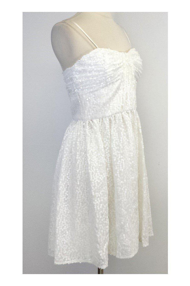 Current Boutique-Jill Stuart - White Floral Sequin Sleeveless Dress Sz 4
