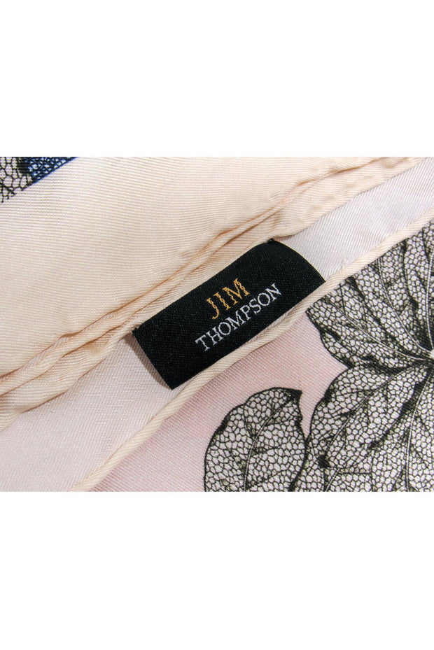 Current Boutique-Jim Thompson - Light Pink, Grey & Blue Elephant Jungle Print Silk Scarf