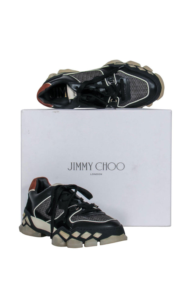 Choo - Black & Brown & Suede Diamond Sole Sneakers Sz – Current Boutique