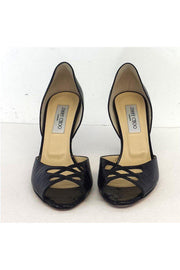 Current Boutique-Jimmy Choo - Black Embossed Leather Cut Out Heels Sz 10