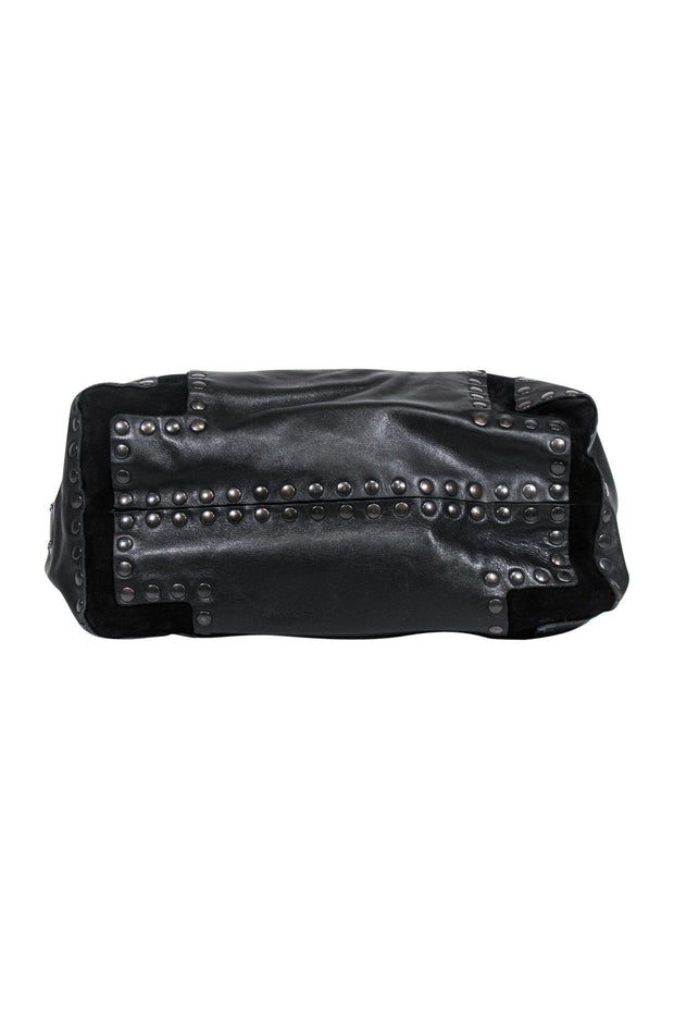 Current Boutique-Jimmy Choo - Black Leather Studded Hobo Bag w/ Suede Trim