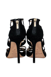 Current Boutique-Jimmy Choo - Black Suede Cutout Stiletto Sandals Sz 6