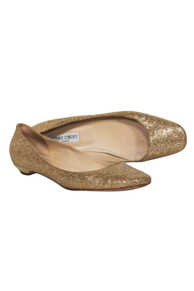 Current Boutique-Jimmy Choo - Gold Sparkly Flats Sz 12