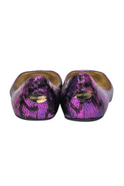 Current Boutique-Jimmy Choo - Purple Metallic Snakeskin Textured Ballet Flats Sz 10.5