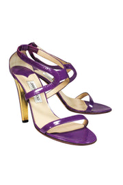 Current Boutique-Jimmy Choo - Purple Strappy Stilettos w/ Gold Details Sz 11