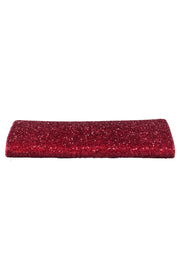 Current Boutique-Jimmy Choo - Red Glitter Clutch w/ Gold Buckle