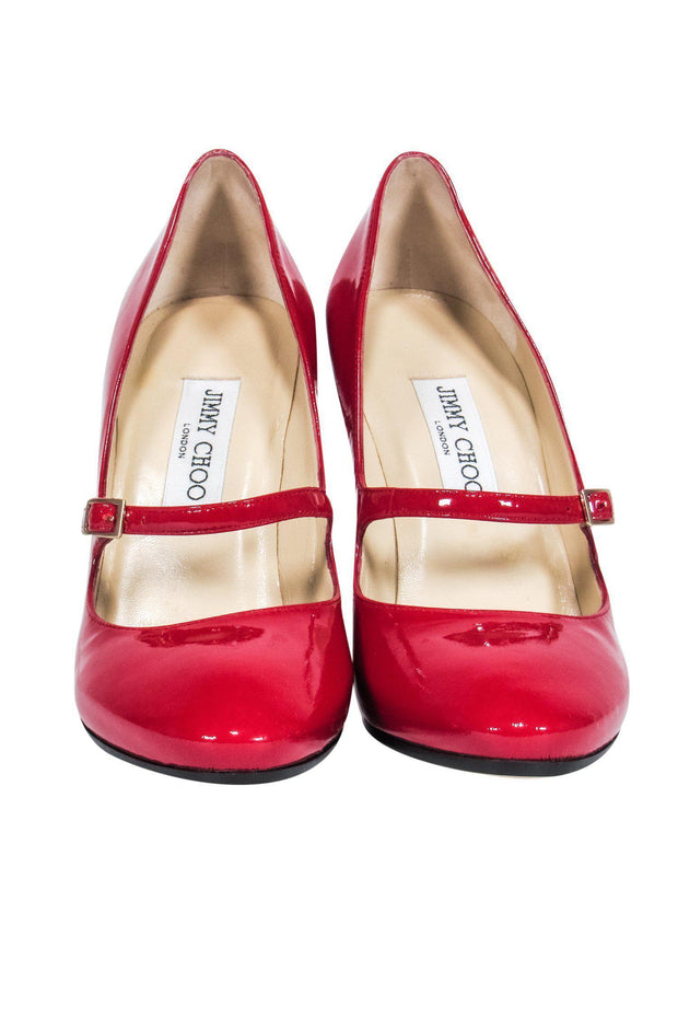 Current Boutique-Jimmy Choo - Red Patent Leather Mary Jane Pumps Sz 9