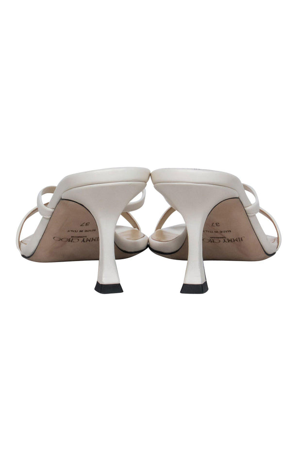 Current Boutique-Jimmy Choo - White Leather Strappy Thong Square Toe "Maelie" Pumps Sz 7