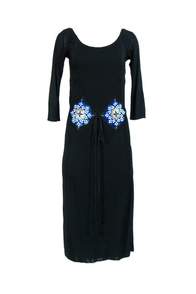 Current Boutique-Joanna Mastroianni - Black Maxi Dress w/ Beading Details Sz 10