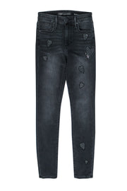 Current Boutique-Joe's - Black High Waisted "Madison" Skinny Jeans w/ Jeweled Heart Embellishments Sz 24