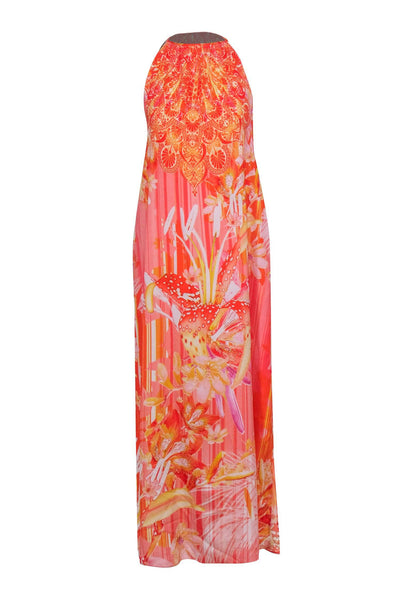 Current Boutique-Johanne Beck - Orange Floral & Medallion Print Maxi Dress Sz M