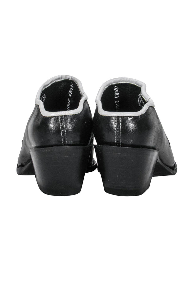 Current Boutique-John Fluevog - Black & White Cowboy Mule Loafers Sz 9